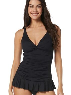 Beach house Black Ruffled Swimdress